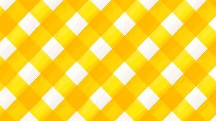 Yellow Gingham Style Pattern Tile yellow white gingham cloth vector. Checkered tablecloth pattern. Traditional plaid seamless vector texture. Gingham plaid pattern.