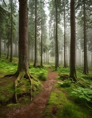 Obraz premium Amazing photos of dense and beautiful forests, showing an atmosphere full of green and lush trees.