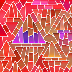 abstract vector stained-glass mosaic background - red and brown