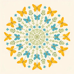 Obraz premium Illustration von schönen zarten Schmetterlingen gemalt in aquarell angeordnet als Kreis 