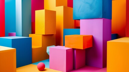 Obraz premium Abstract colorful geometric blocks