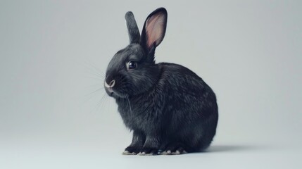 Obraz premium Dark Rabbit Against White Surface