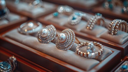 Elegant Diamond and Pearl Jewelry Display
