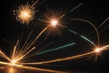 Obraz premium Electric spark captured in slow motion, black backdrop