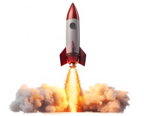 Rocket Launch with Smoke and Flames

