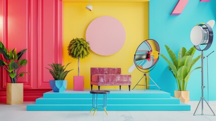 Modern interior with colorful decor