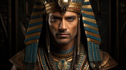 Timeless royalty: egyptian pharaoh portrait, depicting the commanding presence of a pharaoh, detailed artistry reflecting their power, wisdom, rich history of egyptian civilization, leadership.
