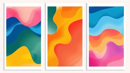 Obraz premium set of 3 abstract paintings with frame