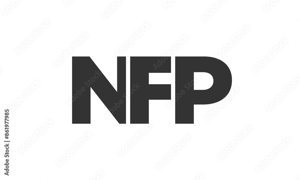 Poster nfp logo design template with strong and modern bold text. initial based vector logotype featuring s