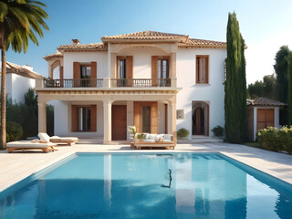 Fototapeta premium Stunning Villa with Pool in 4K