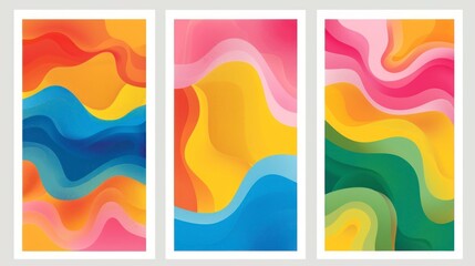 Obraz premium set of 3 abstract paintings with frame