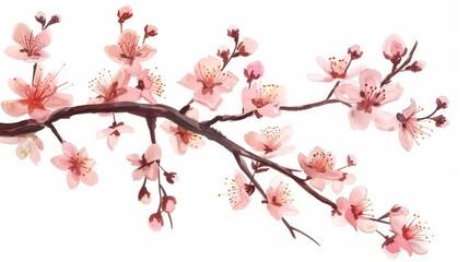 Attractive branch with cherry blossoms