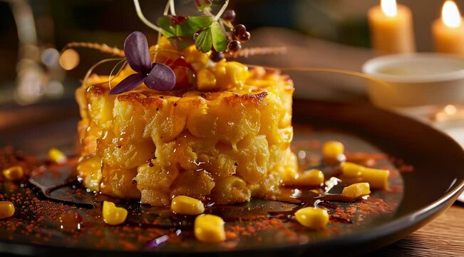 Brazilian corn candy served at a June festival on a decorated table