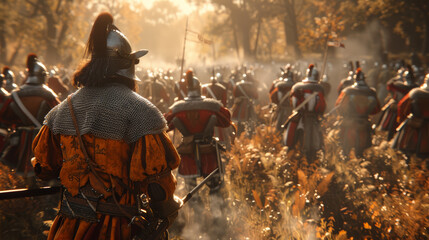 Capture the ferocity of a historical battle, with soldiers in period costumes engaged in dynamic combat. 