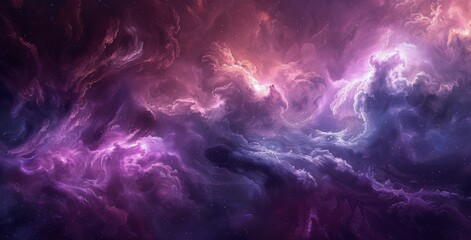 Obraz premium Purple and White Nebula Clouds in Outer Space