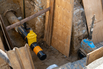 natural gas Propane butane supply tubes underground, replacement of gas systems. Urban City road...