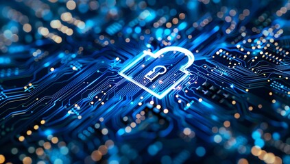 Cybersecurity Lock on Circuit Board for Online Data Protection

