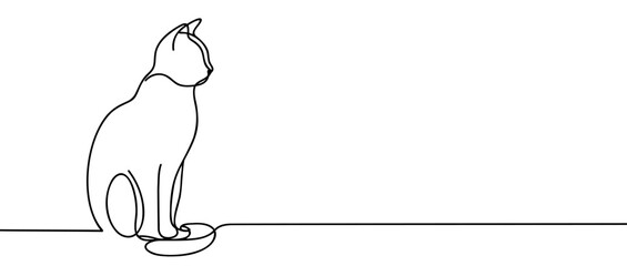 Vector illustration of cute cat continuous one line drawing. © Vasyl Yurlov