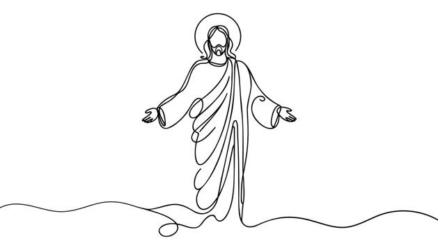 recommend clip art: Jesus Christ Continuous one line drawing. Vector illustration