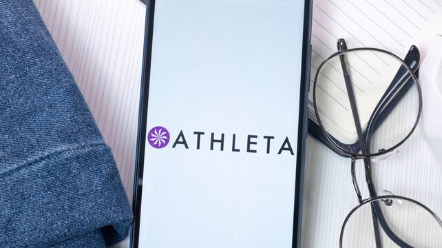 New York, USA - 21 June 2024: Athleta Logo on Phone Screen, Company Icon