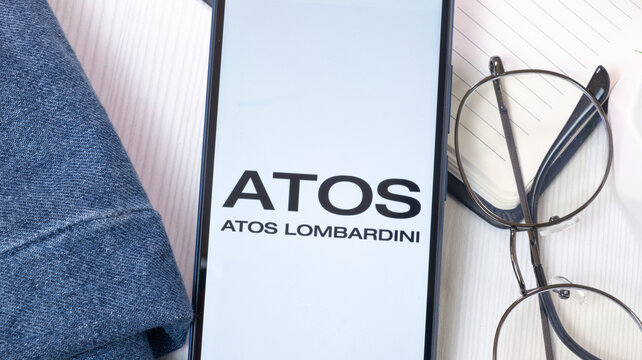 New York, USA - 21 June 2024: Atos Lombardini Logo on Phone Screen, Company Icon