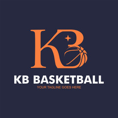 Letter KB Basketball Logo MInimalist Vector. KB Letter Logo Design Elements Vector.