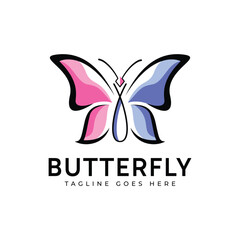 Abstract minimalist colorful butterfly logo design. Vector logo illustration.