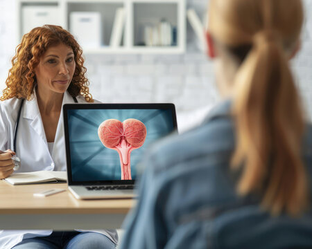 Doctor Discussing Fertility Options with a Patient Through a Laptop Telemedicine in Fertility Care Enhancing Access, Consultation, and Treatment Plans for Improved Reproductive Health