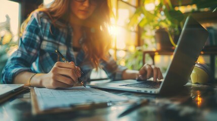 Patient Filling Out a Health Questionnaire on a Laptop Before Virtual Consultation, Telehealth Ensuring Accurate Medical Information for Remote Healthcare Services, Online Healthcare Assessment