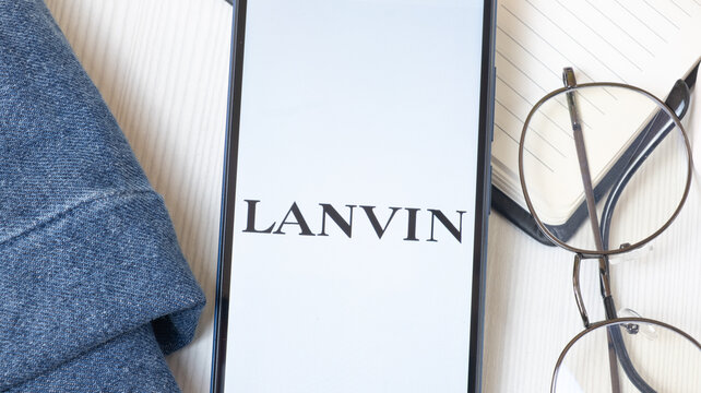 New York, USA - 21 June 2024: Lanvin Logo on Phone Screen, Company Icon