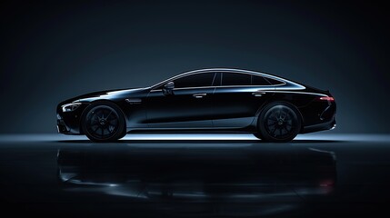 Obraz premium Black car sedan luxury on the dark bakground