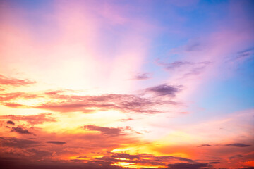 Beautiful , luxury soft gradient orange gold clouds and sunlight on the blue sky perfect for the background, take in everning,Twilight, Large size, high definition landscape photo
