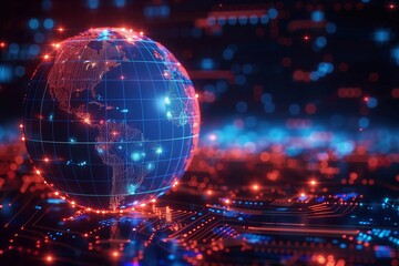 photo of Global Network Connectivity and Cyber Technology Seen from Space