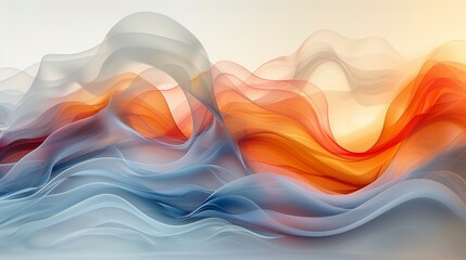An abstract depiction of fluidity with flowing lines, curves, and a harmonious blend of colors, evoking a sense of motion and grace in design. Illustration, Minimalism,