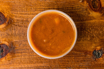 Stewed beans in a container