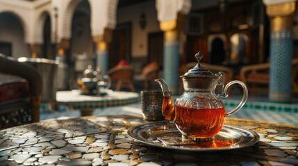 Fototapeta premium Tea Pot on Silver Tray
