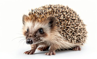 Fototapeta premium Close Up of a Brown Hedgehog on a White Background