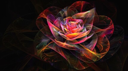 Abstract Rose in a Multicolored Glow