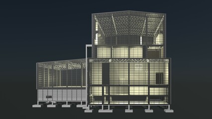 3D illustration of industrial project