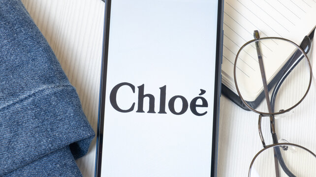New York, USA - 21 June 2024: Chloe Logo on Phone Screen, Company Icon