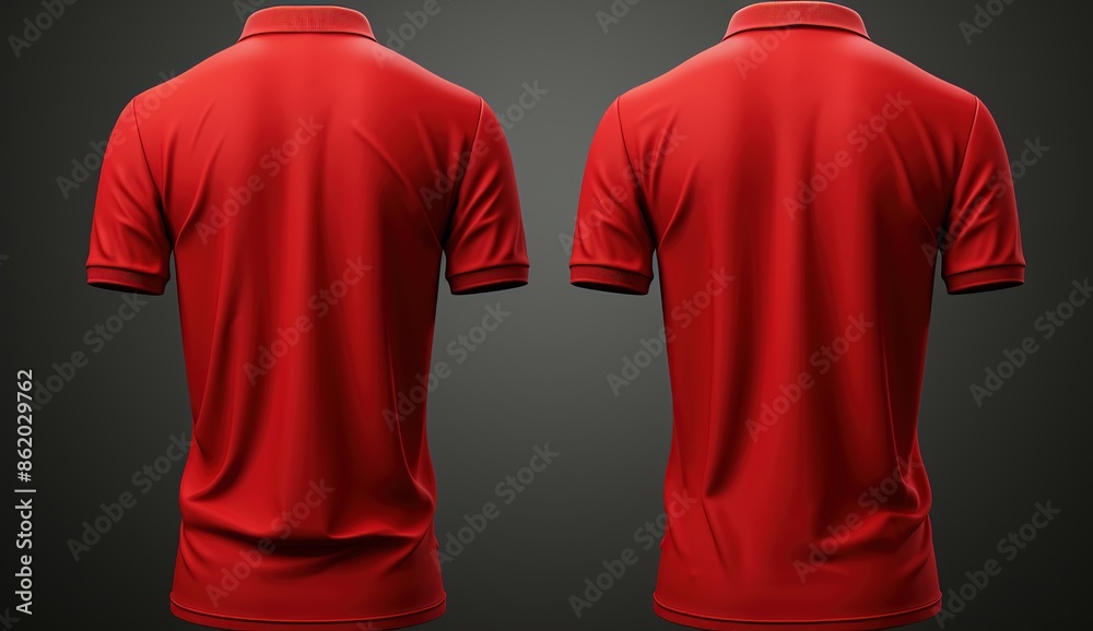 Wall mural Red Polo Shirt Mockup: Front and Back Views