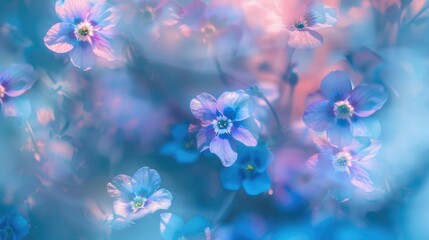 Blurred image of forget me not flowers in blue