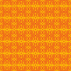 Abstract seamless pattern with orange decorative ornament vector