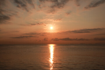 Beautiful sunrise over the sea ocean horizon line