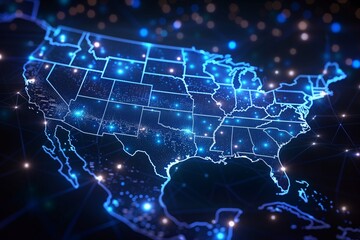 Fototapeta premium photo of America's Digital Network Connectivity Map