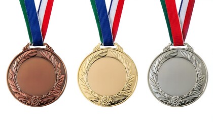 Championship medal for design element. on a white background.  gold, silver, bronze. champion. templates
