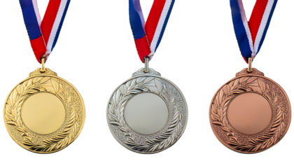 Championship medal for design element. on a transparent background.  gold, silver, bronze. champion. templates