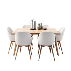 table and chairs on transparent background, clipping path, png 