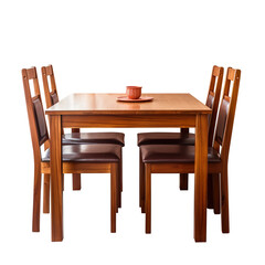 table and chairs on transparent background, clipping path, png 