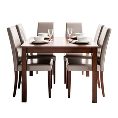 table and chairs on transparent background, clipping path, png 